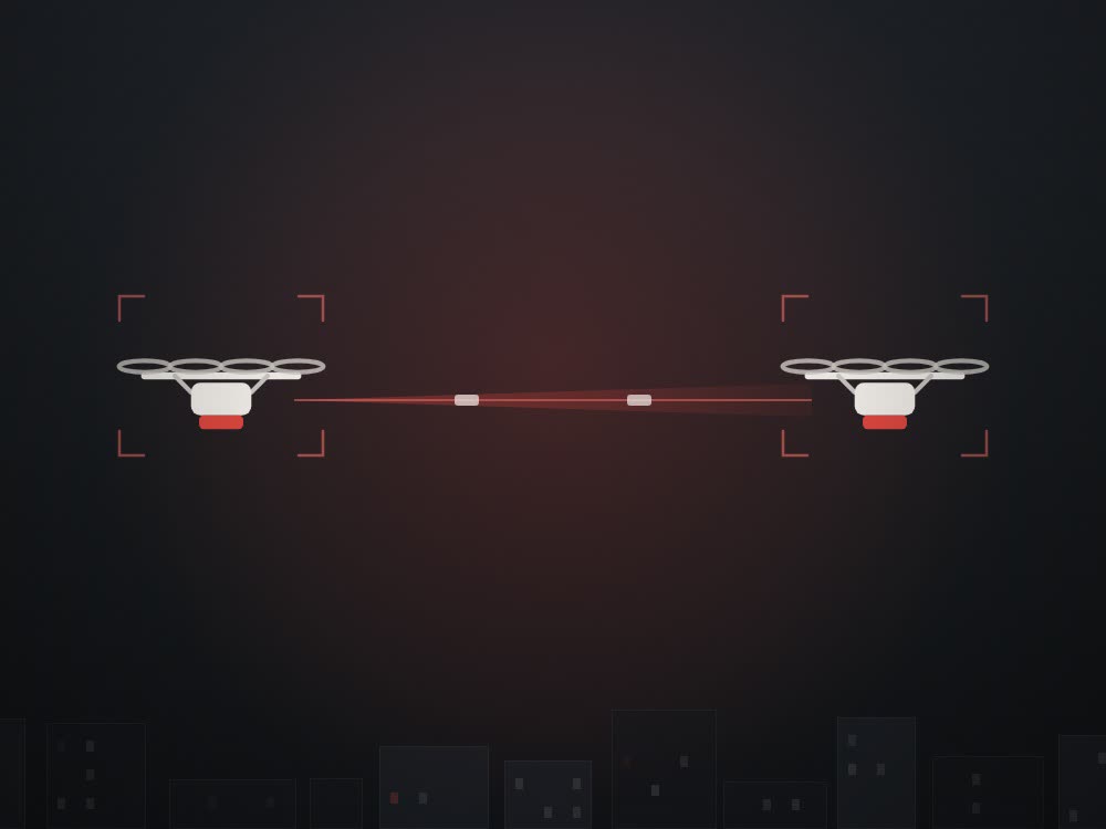 Two ARC powered quadcopters holding a directive link between them